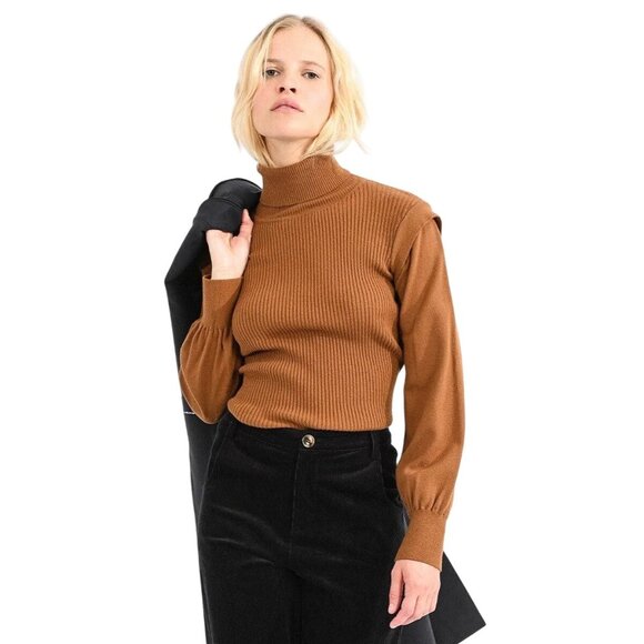 Molly Bracken Melissa Sweater Womens XL Brown Minimalist Preppy Work Modest NWT - Picture 1 of 12